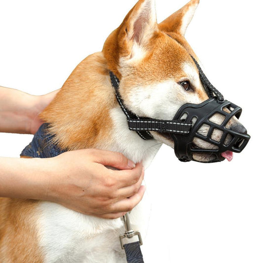JMT-580042 Adjustable Dog Muzzle for Safe Control - Prevents Unwanted Eating, Biting, and Barking, Soft Rubber Design