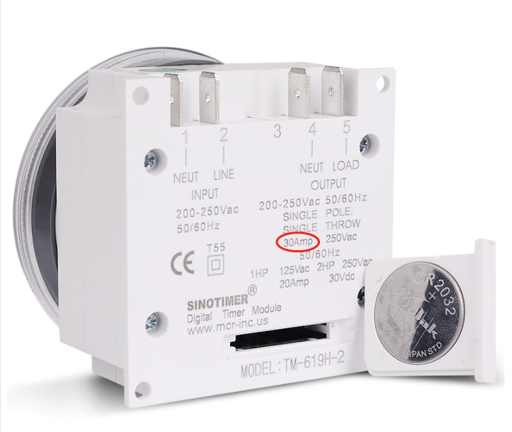 JMT-580042 Weekly Programmable 30A 230V AC Timer for Street, Neon, and Industrial Lighting