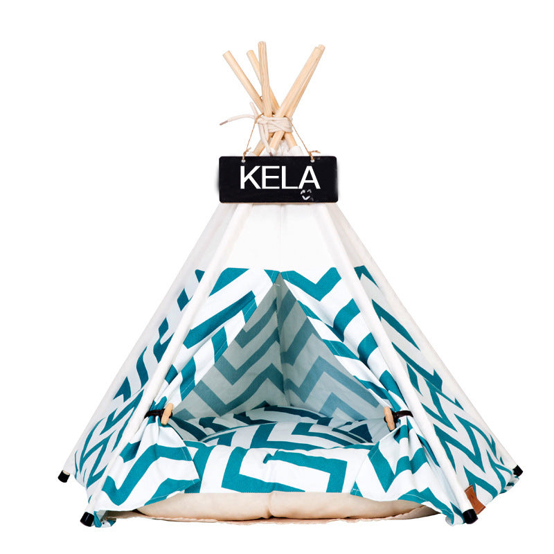 JMT-580170 Pet Tent with Black and Green Stripes – Canvas Dog and Cat Bedding, Available in Multiple Sizes