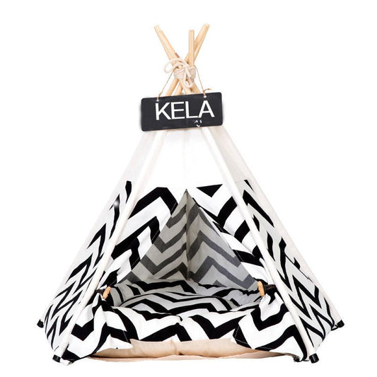 JMT-580170 Pet Tent with Black and Green Stripes – Canvas Dog and Cat Bedding, Available in Multiple Sizes