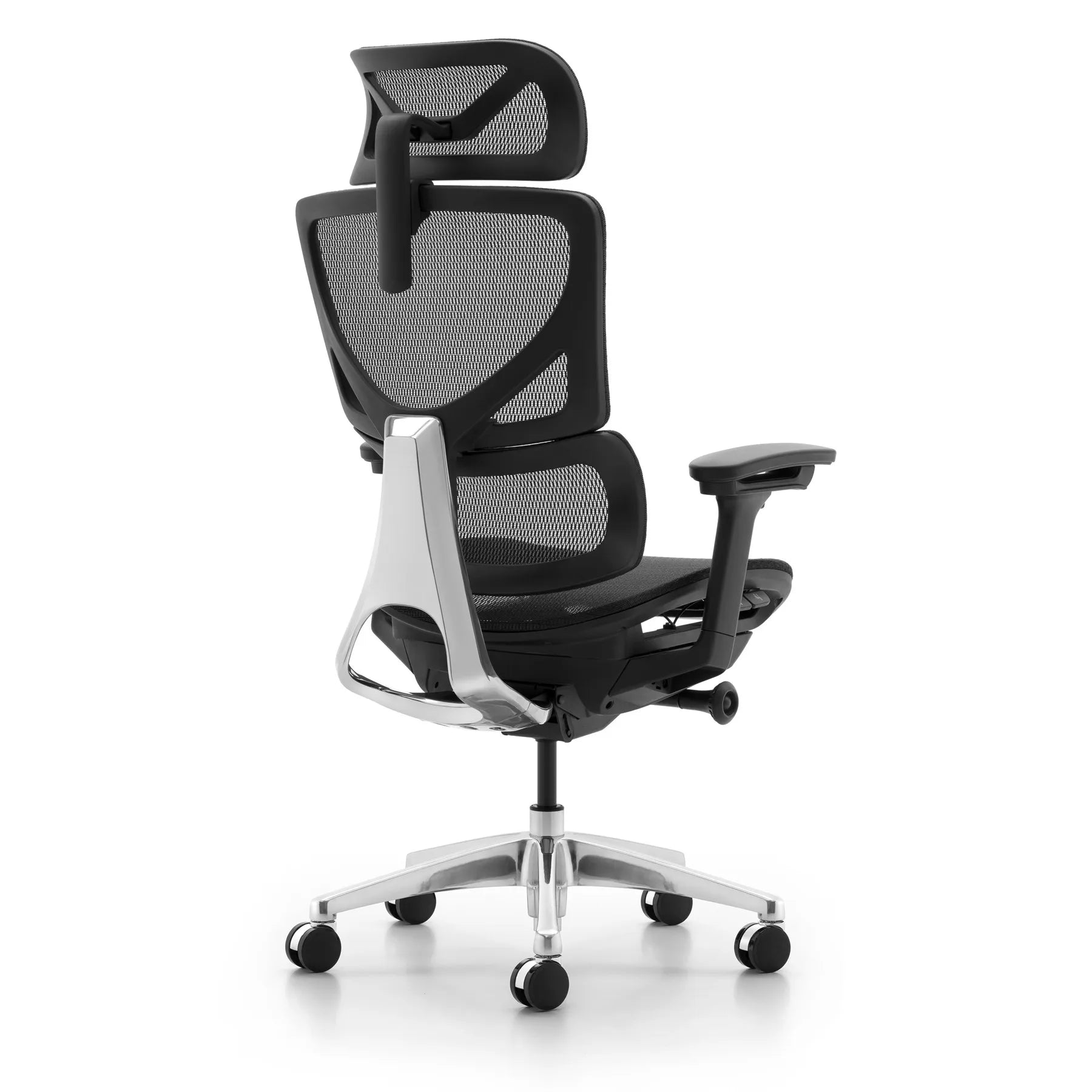 JMT-580298 Ergonomic White and Gold Mesh Office Chair with Locking Function and Swivel Design