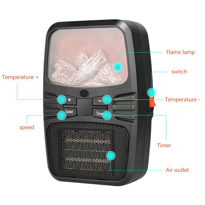 JMT-580362 Creative Portable Mini Desktop Heater with Flame Effect Light