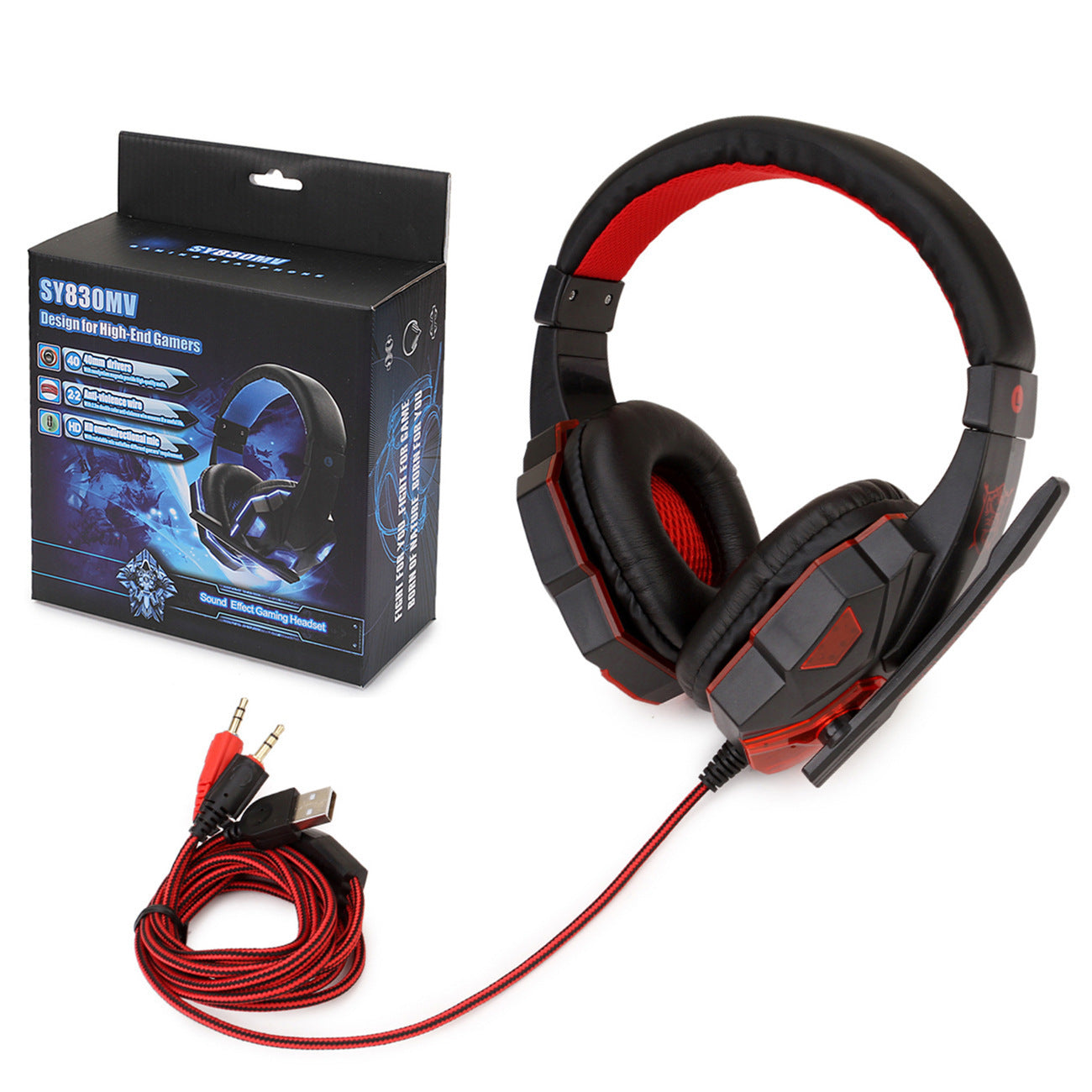 JMT-580362 Wired PS4 Gaming Headset with Light-Up Feature and Tanned Leather Earmuffs