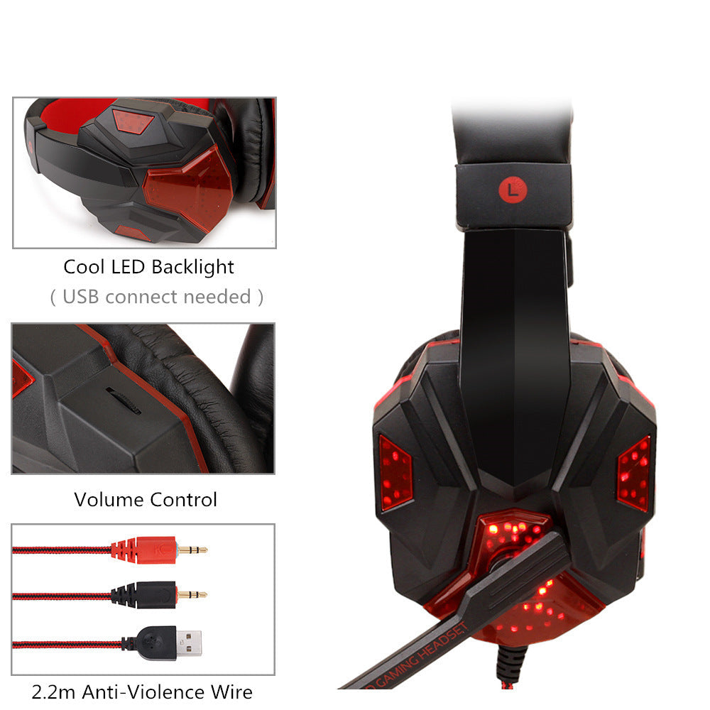 JMT-580362 Wired PS4 Gaming Headset with Light-Up Feature and Tanned Leather Earmuffs