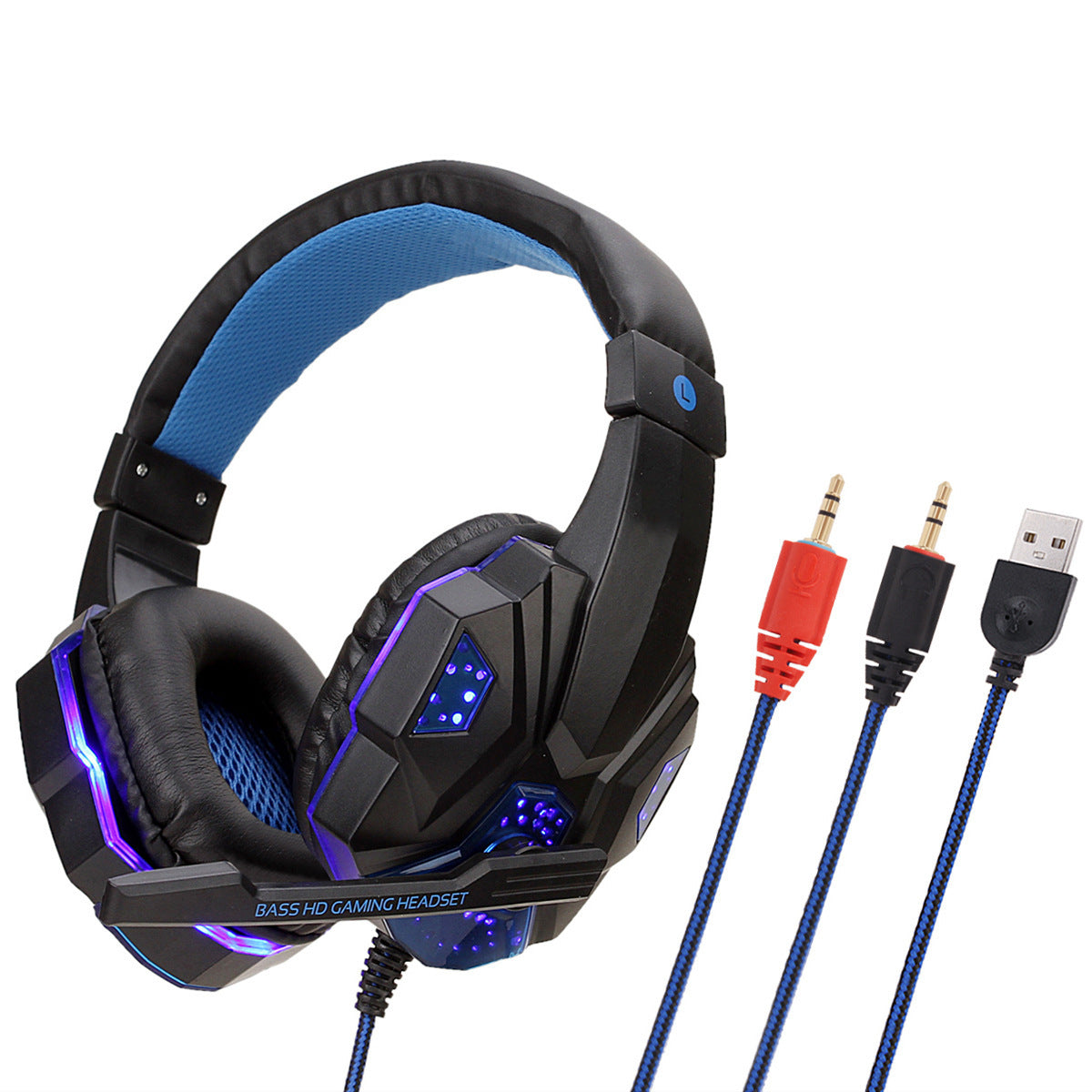 JMT-580362 Wired PS4 Gaming Headset with Light-Up Feature and Tanned Leather Earmuffs