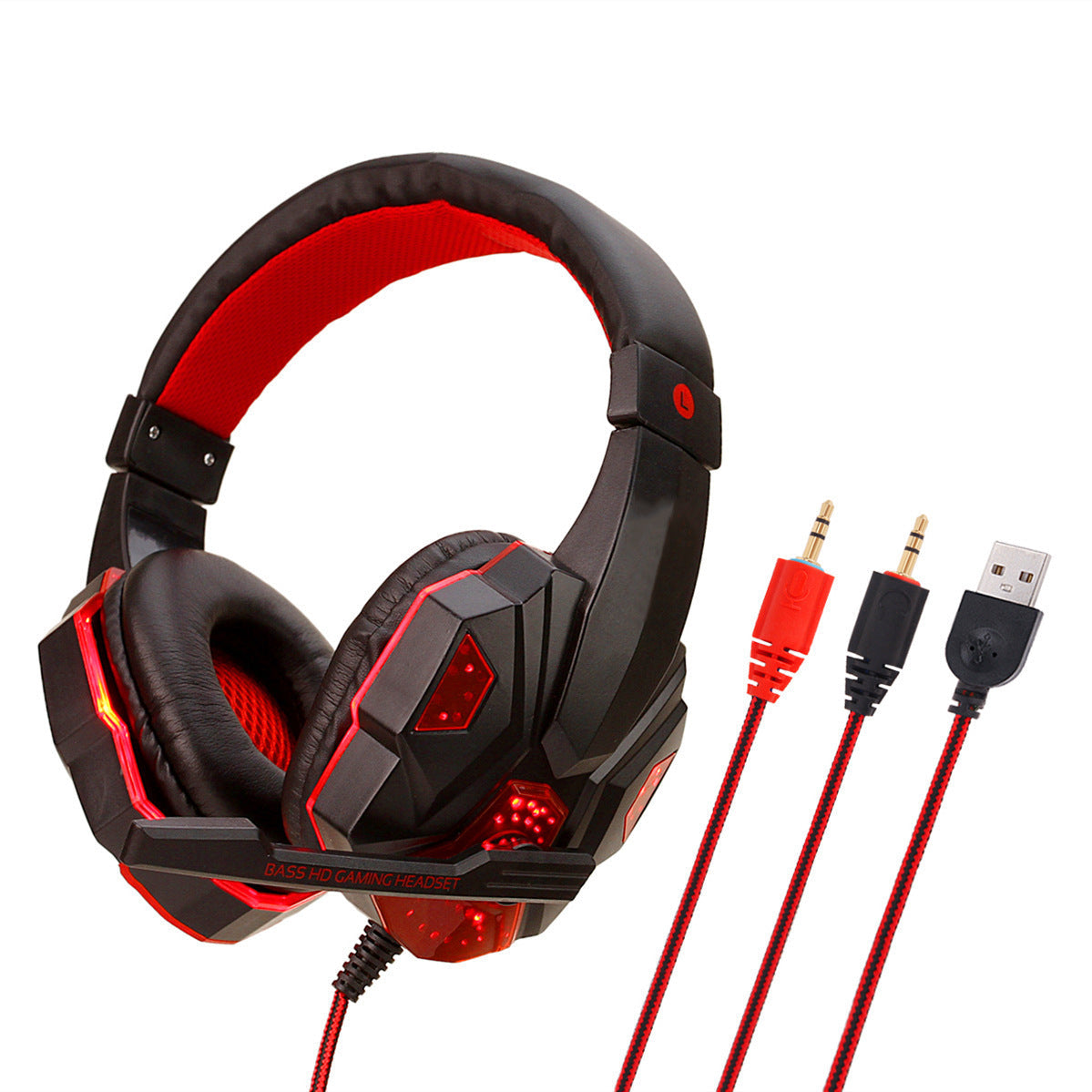 JMT-580362 Wired PS4 Gaming Headset with Light-Up Feature and Tanned Leather Earmuffs