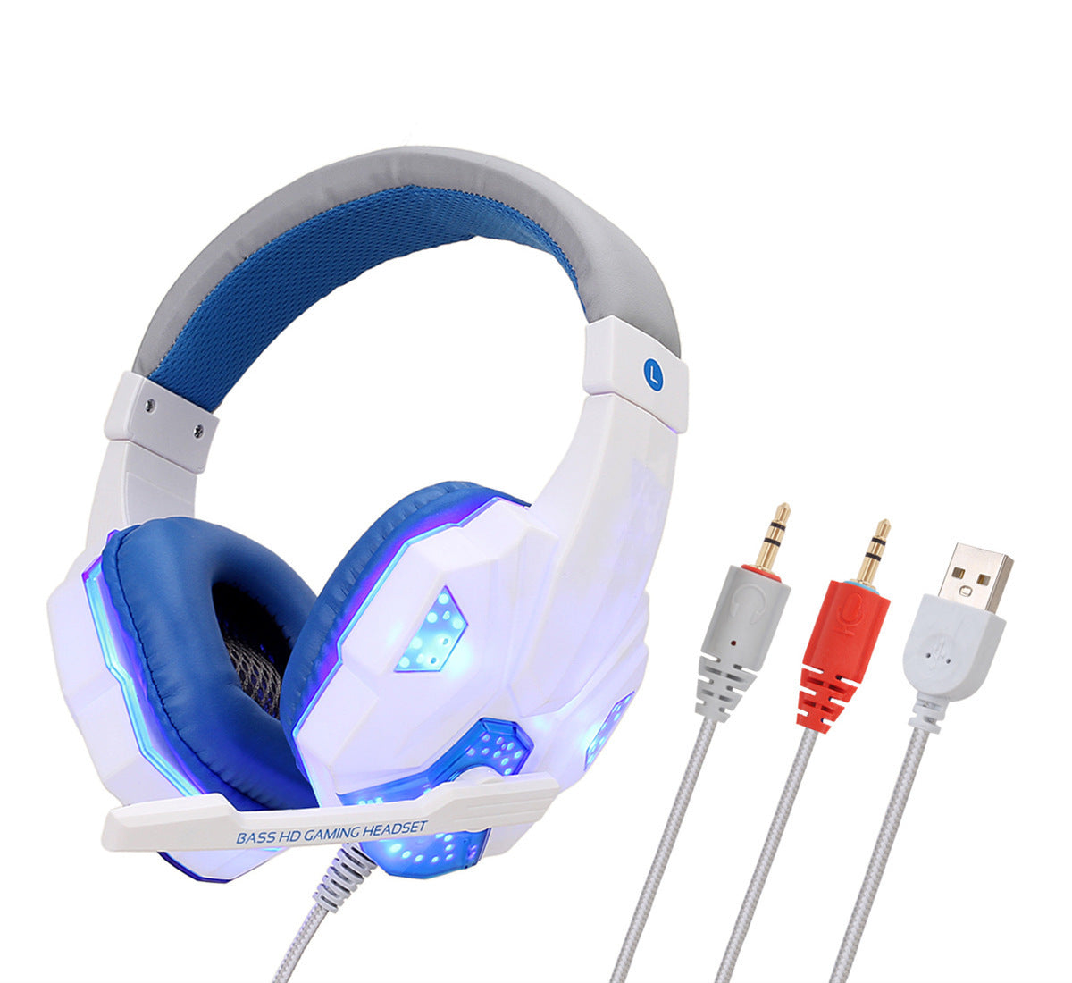 JMT-580362 Wired PS4 Gaming Headset with Light-Up Feature and Tanned Leather Earmuffs