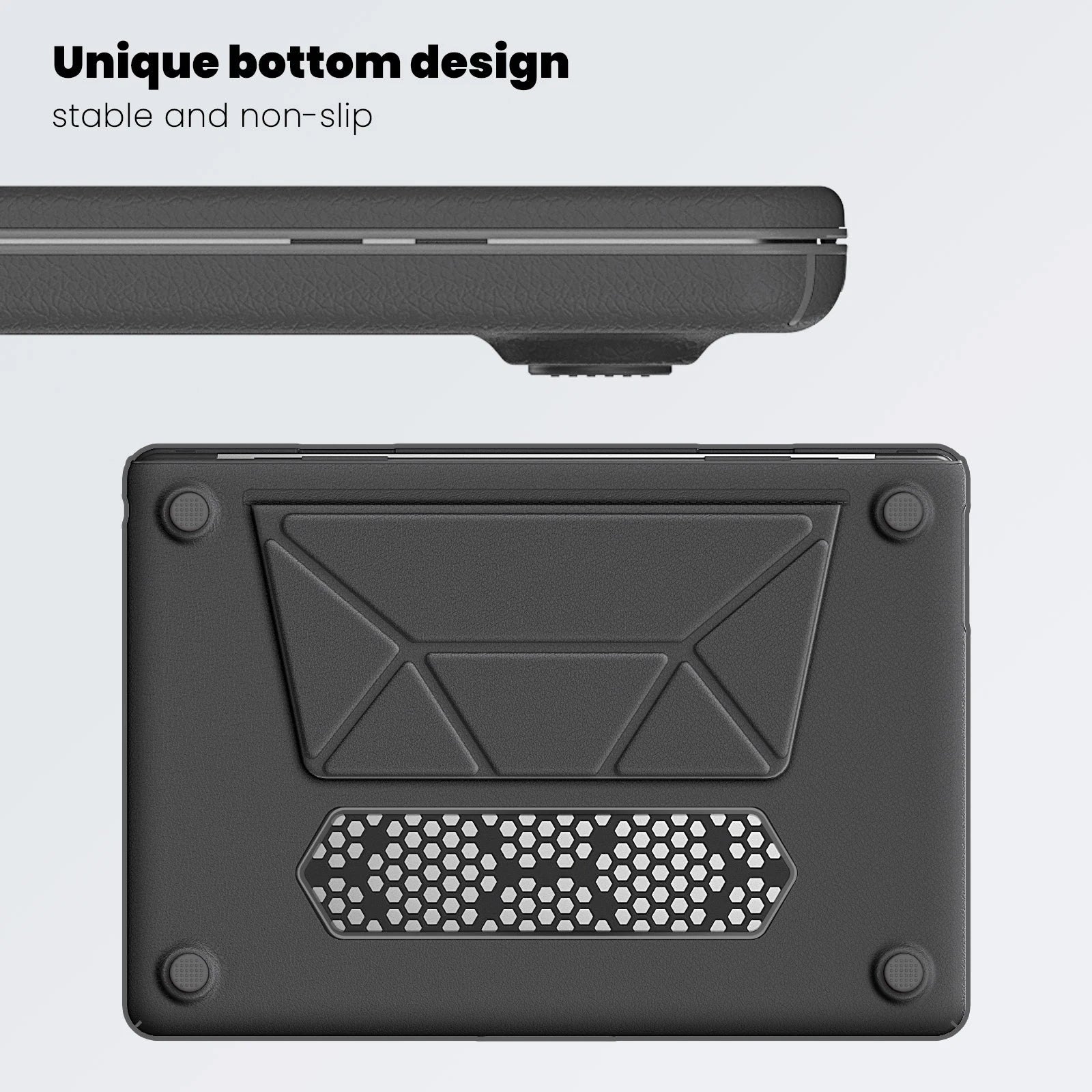 JMT-580682 Gray PU Kickstand Cover for MacBook Air 15 inch (2023/2024) Model M2 A2941 / M3 A3114
