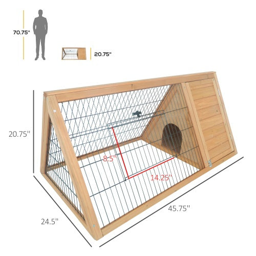 JMT-580874 Spacious Wooden A-Frame Outdoor Rabbit Cage with Ventilation and Dual Access Doors