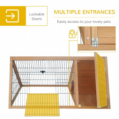 JMT-580874 Spacious Wooden A-Frame Outdoor Rabbit Cage with Ventilation and Dual Access Doors
