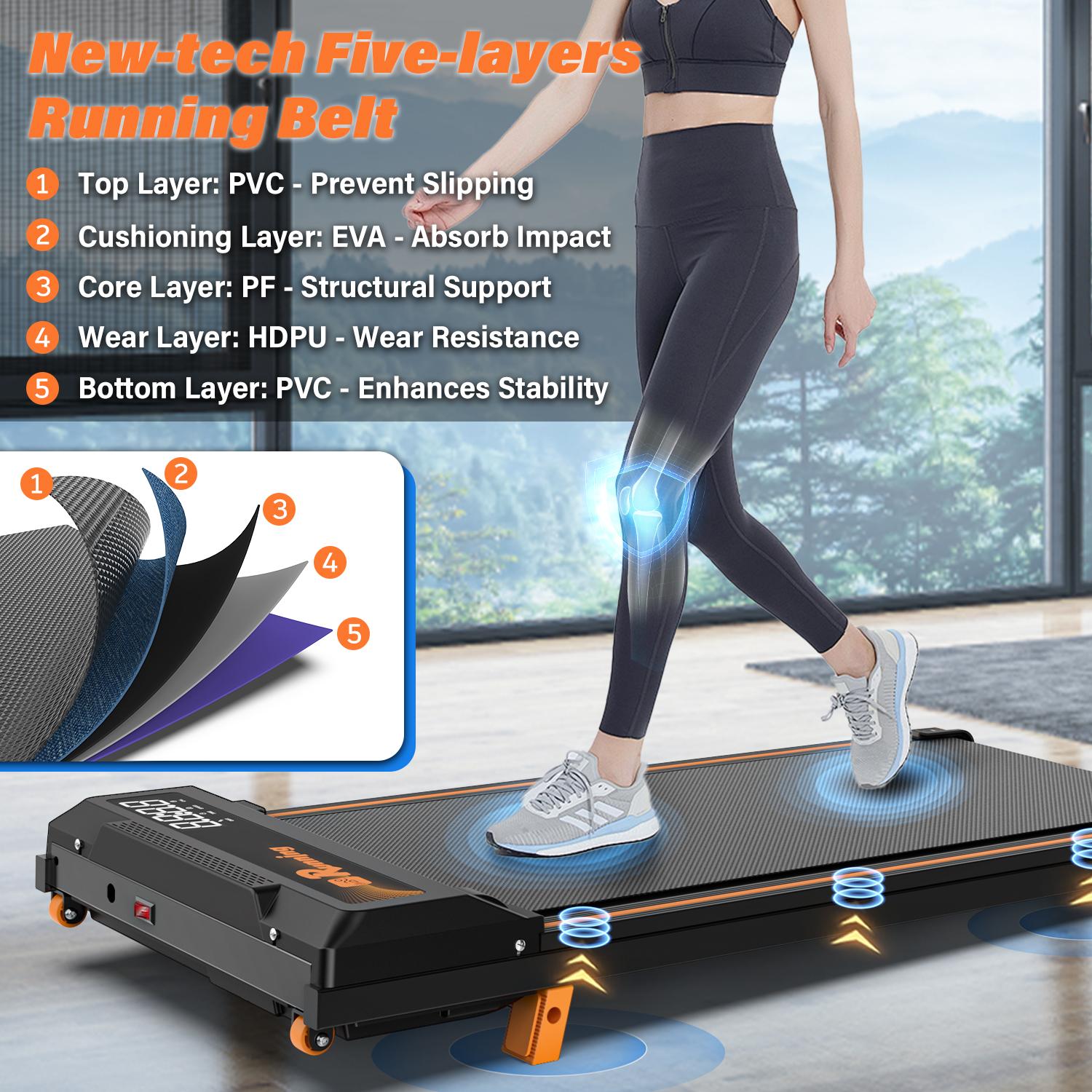 JMT-580938 Compact Treadmill with Remote Control, Display Screen, Three-Level Incline, and Easy-Move Wheels for Indoor Aerobic Exercise