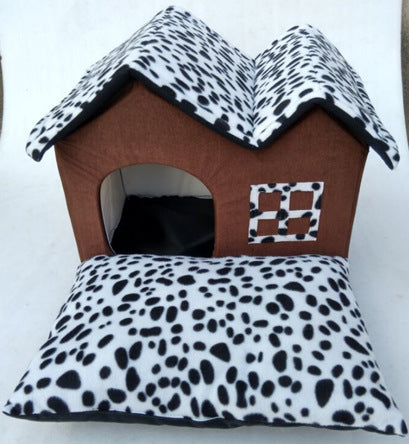JMT-581322 Winter Pet Kennel Double Roof Dog House - Cozy Cloth Design, Spacious Dimensions 55x40x42 cm