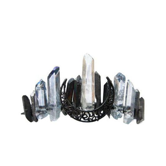 JMT-581386 Handmade Crystal Crown Headband with Pink, Red, Transparent, and Blue Crystals