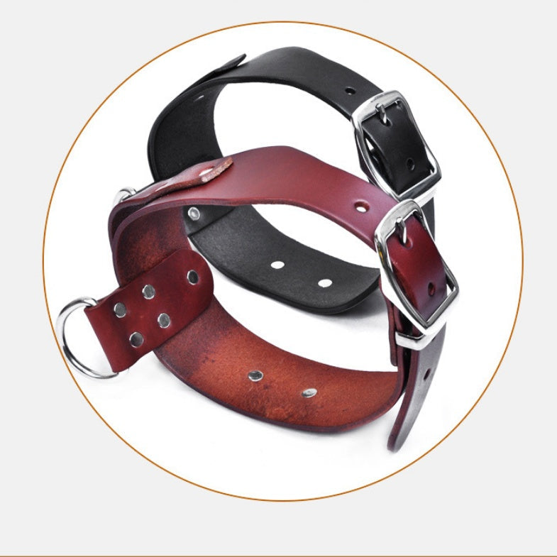 JMT-581514 Adjustable Latigo Leather Dog Collar for Medium and Large Dogs - Durable and Comfortable Design