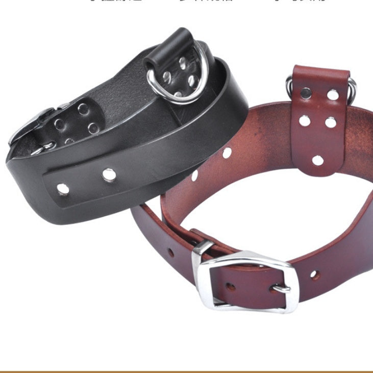 JMT-581514 Adjustable Latigo Leather Dog Collar for Medium and Large Dogs - Durable and Comfortable Design