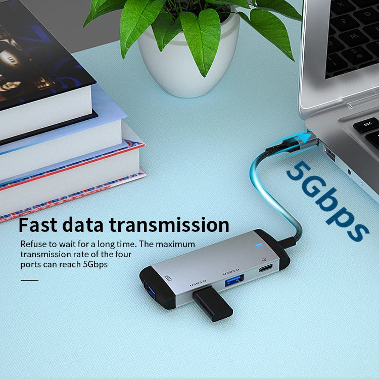JMT-581514 High-Speed 4-in-1 USB-C Docking Station with Audio Jack and USB Hub for Laptops