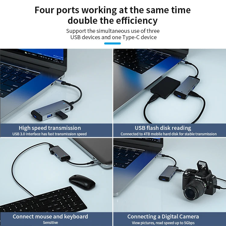 JMT-581514 High-Speed 4-in-1 USB-C Docking Station with Audio Jack and USB Hub for Laptops