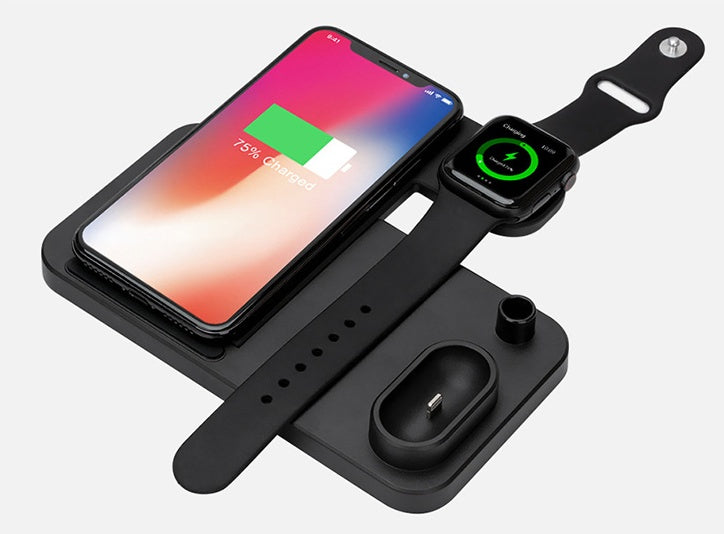 JMT-581706 4-in-1 Adjustable Wireless Charger with Fast Charging for Smartphones, Apple Watch, AirPods, and Apple Pencil