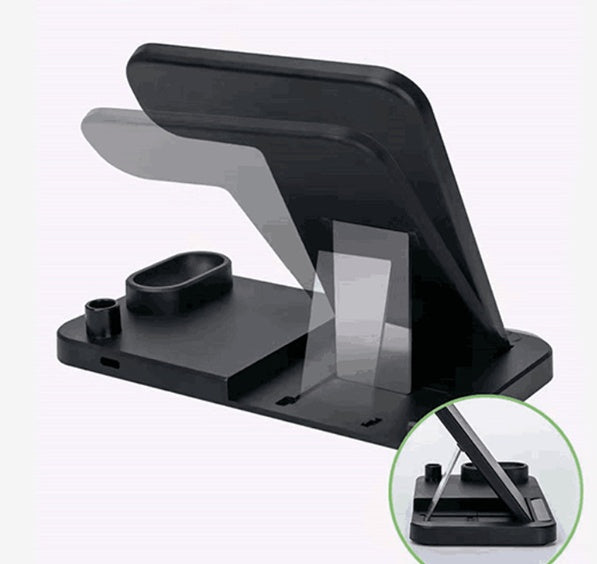 JMT-581706 4-in-1 Adjustable Wireless Charger with Fast Charging for Smartphones, Apple Watch, AirPods, and Apple Pencil