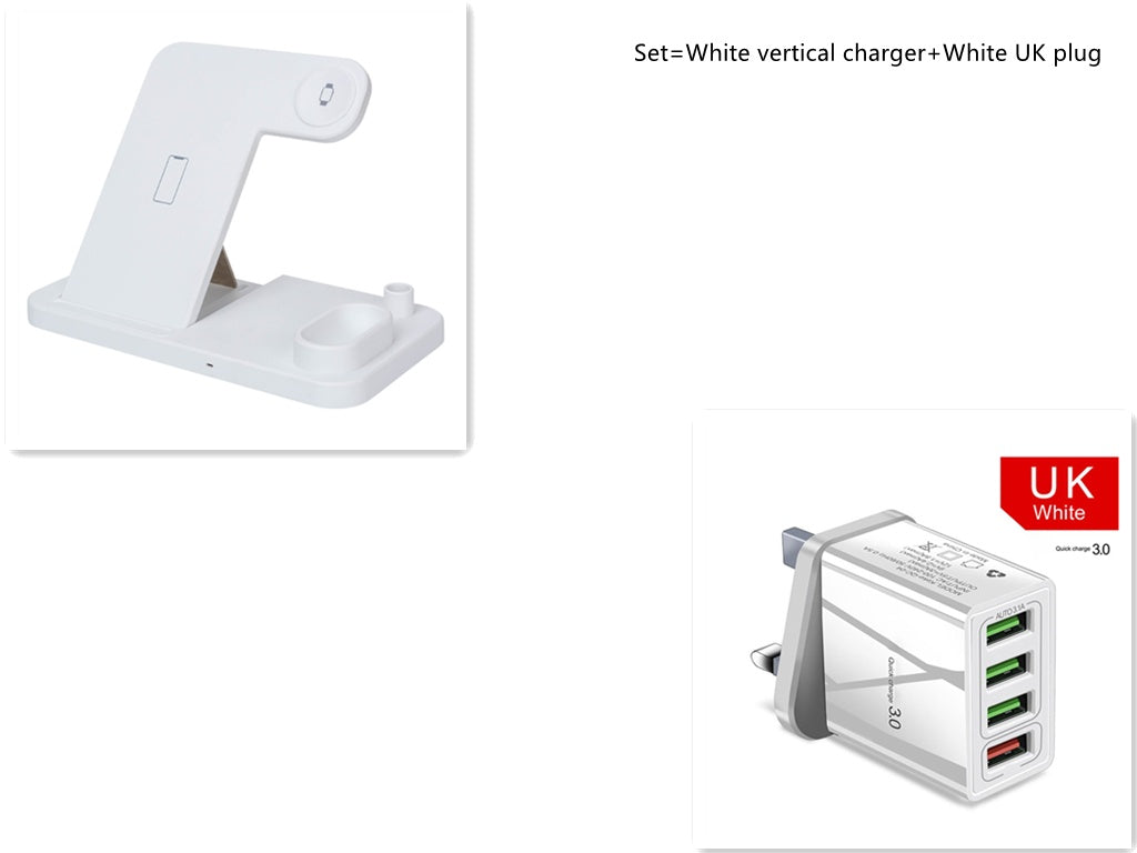 JMT-581706 4-in-1 Adjustable Wireless Charger with Fast Charging for Smartphones, Apple Watch, AirPods, and Apple Pencil