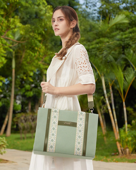 JMT-581834 Canvas Tote Shoulder Bag for Women - Versatile Crossbody Purse for Daily Use, School, Office, and Travel