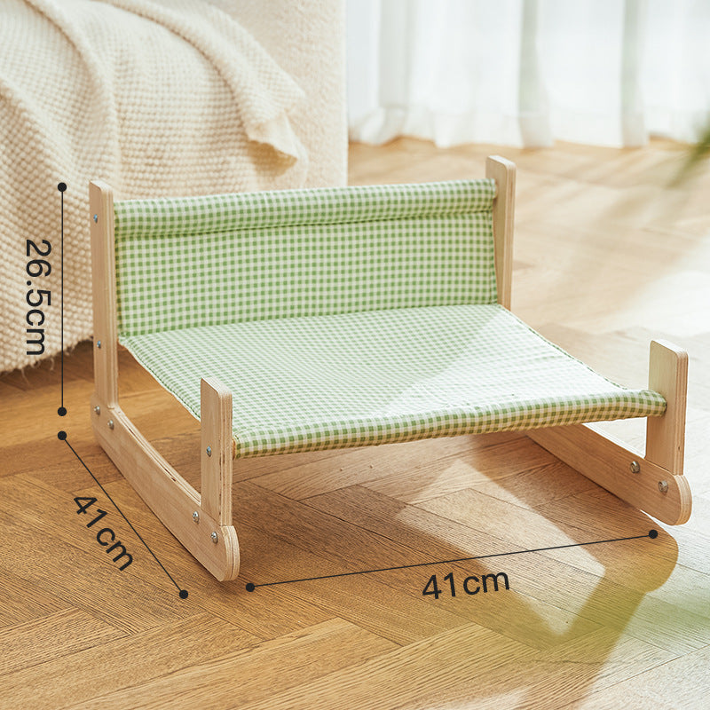 JMT-581834 Elevated Cat Bed with Wooden Frame and Soft Cloth for Indoor Comfort