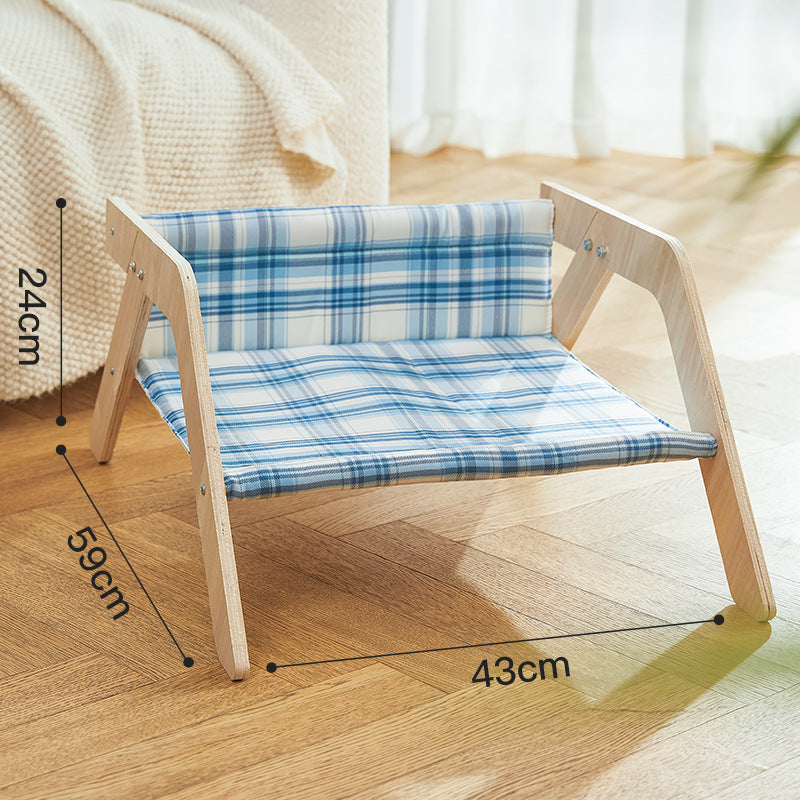 JMT-581834 Elevated Cat Bed with Wooden Frame and Soft Cloth for Indoor Comfort