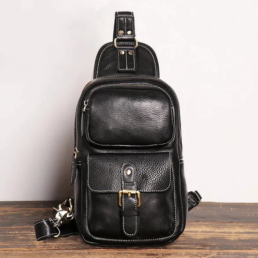 JMT-581898 Retro Leather Chest Bag for Men - Genuine Crazy Horse Leather Messenger Bag in Multiple Colours