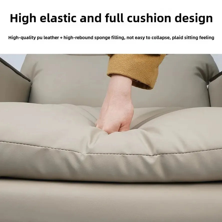 JMT-582090 Beige Extra Wide Reclining Executive Office Chair with Artificial Leather and Stretchable Ottoman