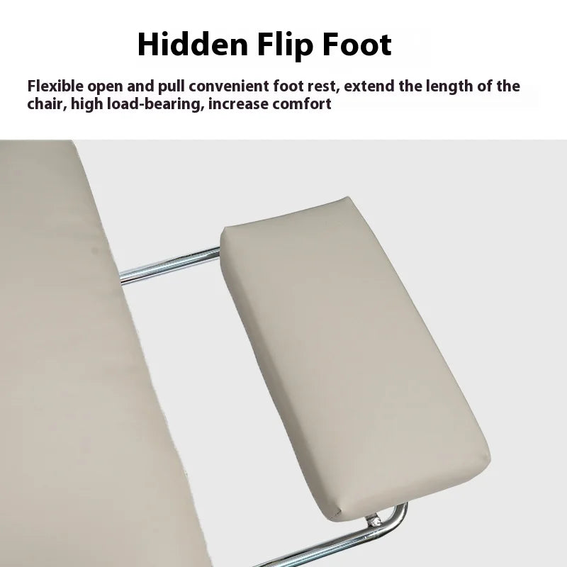 JMT-582090 Beige Extra Wide Reclining Executive Office Chair with Artificial Leather and Stretchable Ottoman