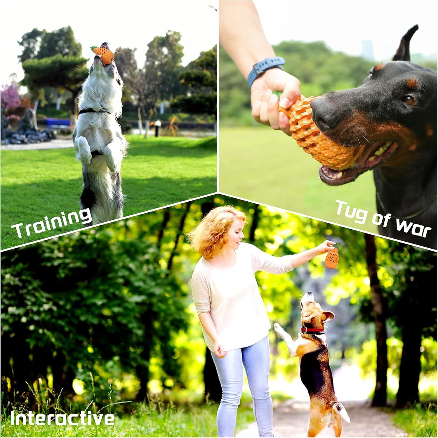 JMT-582154 Indestructible Pineapple Chew Toy for Aggressive Dogs - Durable Natural Rubber Teething Toy