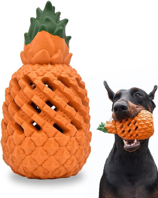 JMT-582154 Indestructible Pineapple Chew Toy for Aggressive Dogs - Durable Natural Rubber Teething Toy