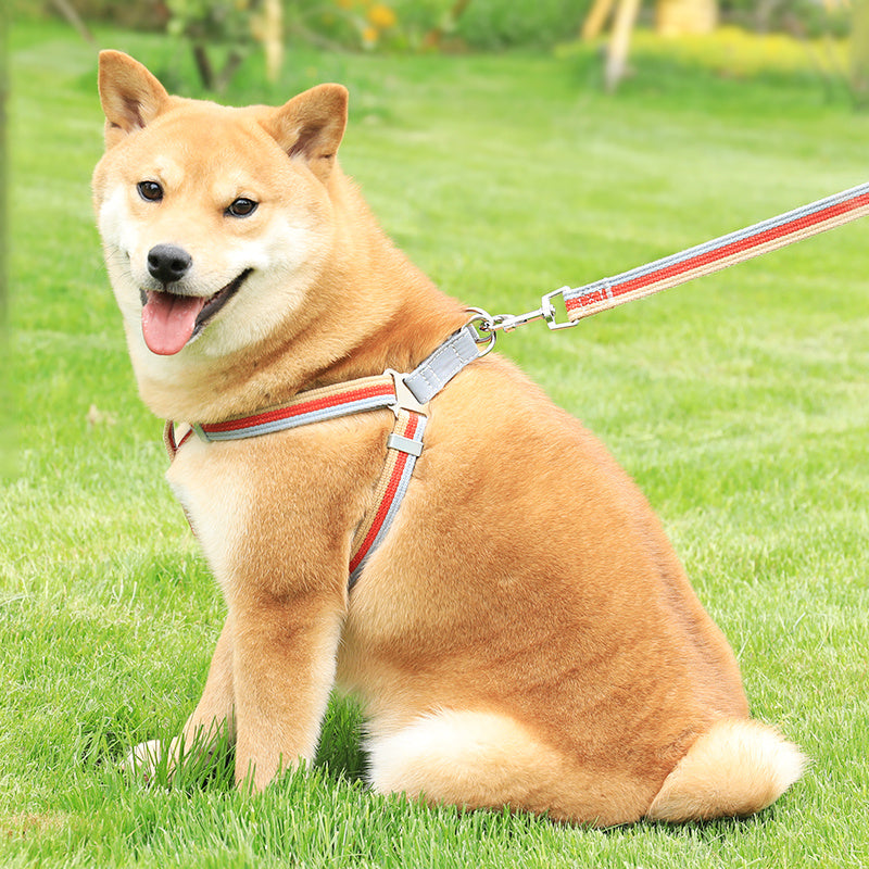 JMT-582346 Reflective Polyester Pet Chest Harness for Small and Medium Dogs - Adjustable Fit in Blue, Red, and Pink