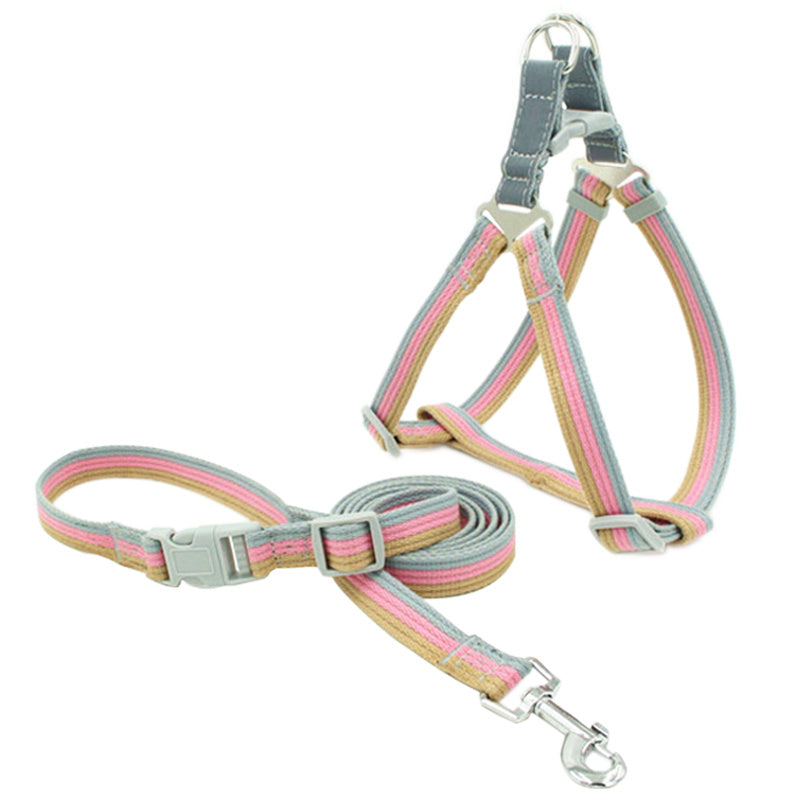 JMT-582346 Reflective Polyester Pet Chest Harness for Small and Medium Dogs - Adjustable Fit in Blue, Red, and Pink