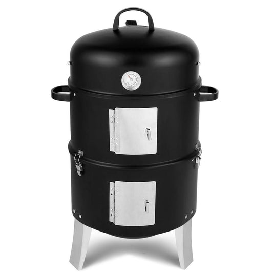 JMT-583050 Cylindrical Charcoal Grill Smoker - Double-Walled Design, 47x41.5x82cm