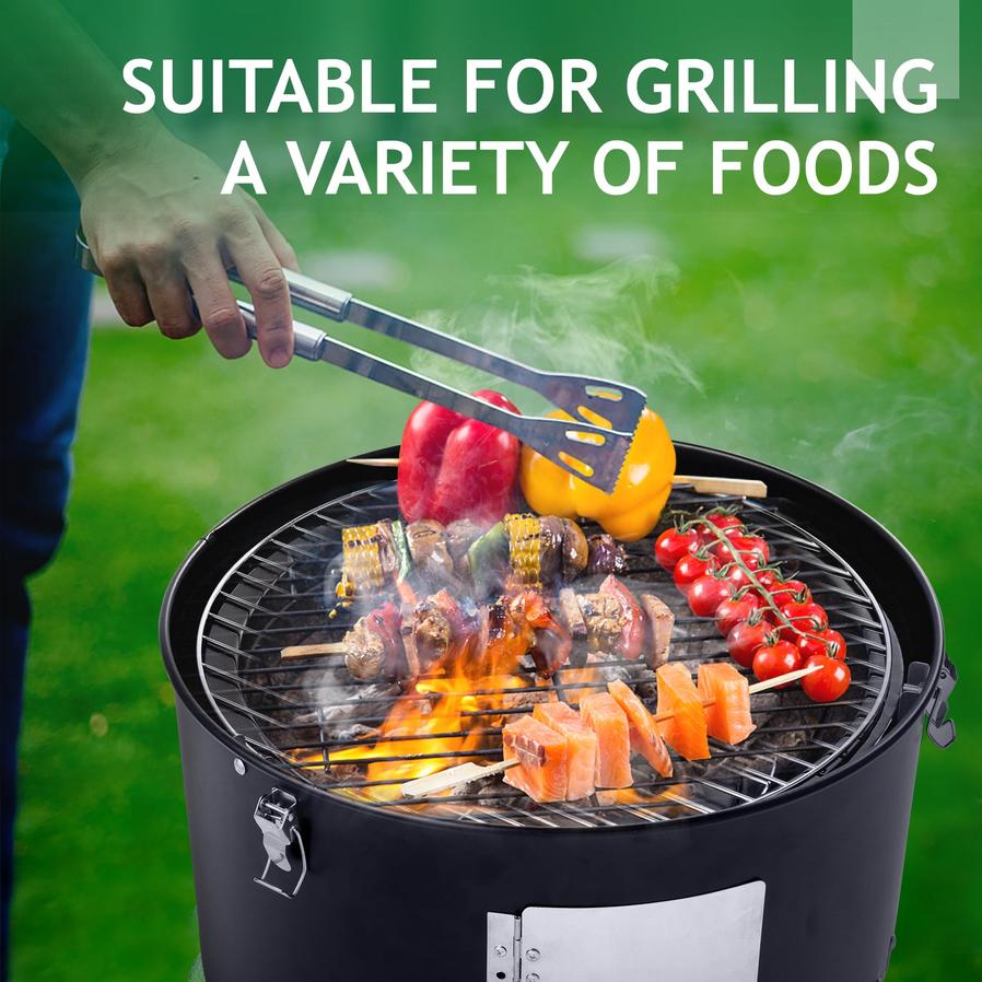 JMT-583050 Cylindrical Charcoal Grill Smoker - Double-Walled Design, 47x41.5x82cm