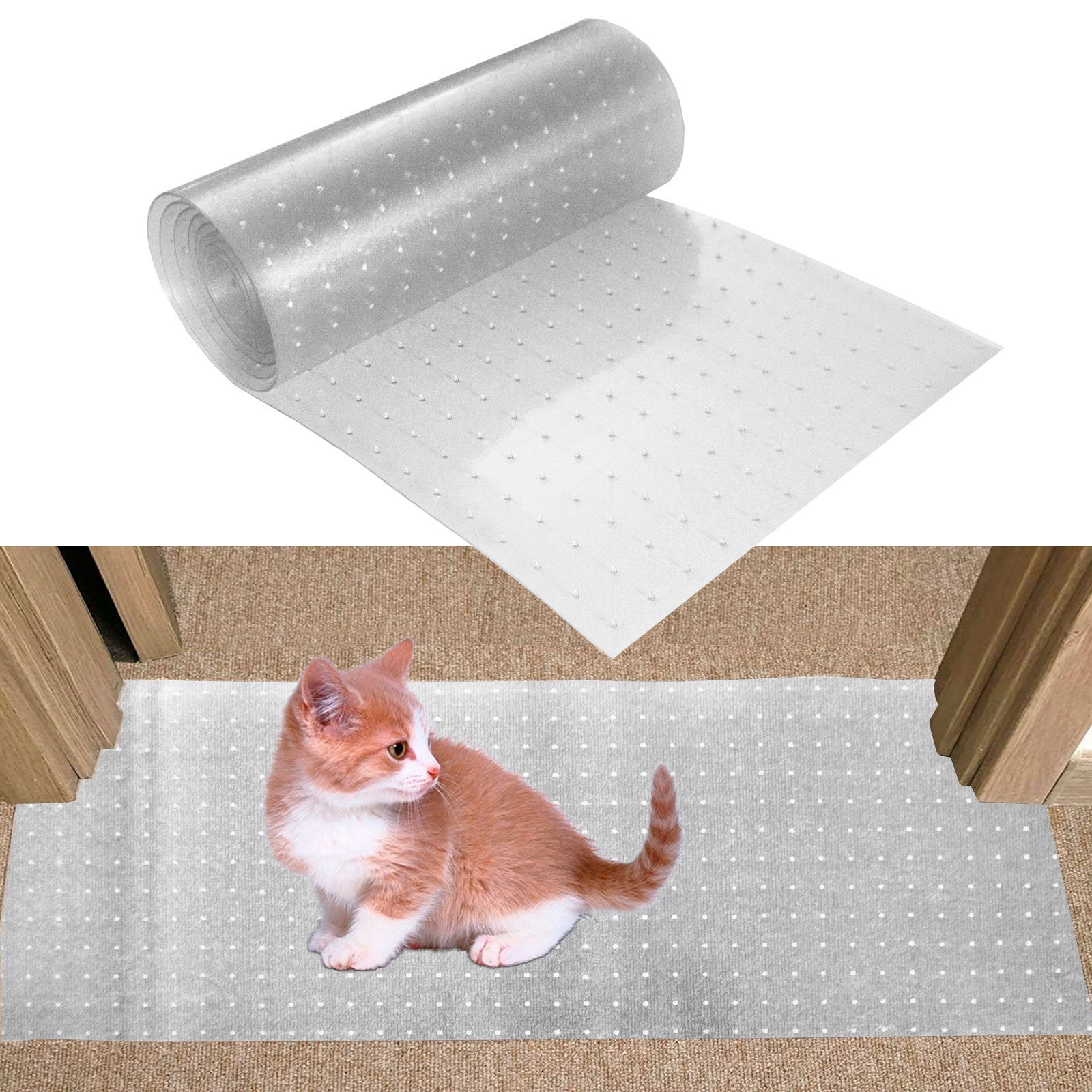 JMT-583178 Transparent Cat Scratch Protector Pad for Door Carpets - Scratch-Resistant PVC Mat, Various Sizes Available