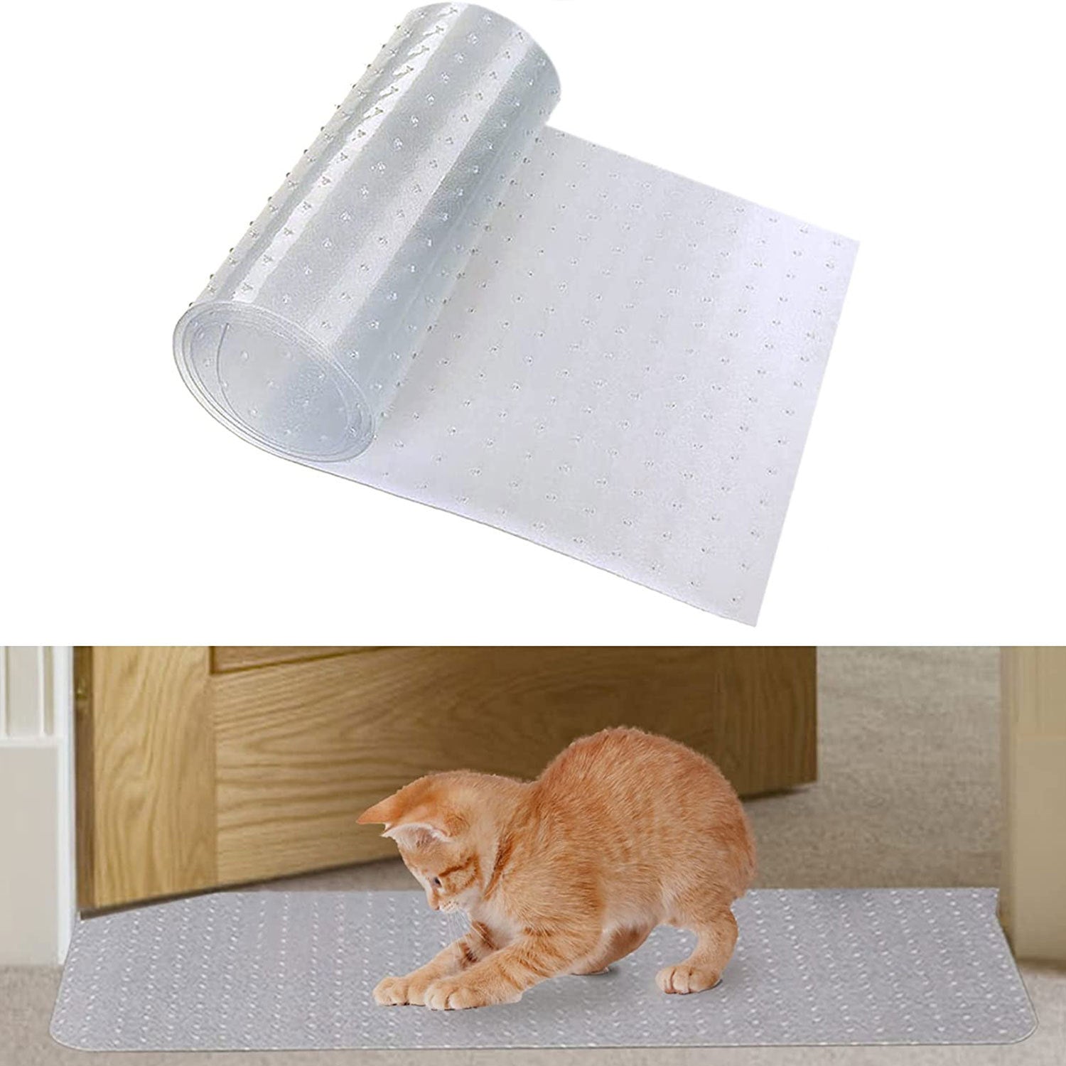 JMT-583178 Transparent Cat Scratch Protector Pad for Door Carpets - Scratch-Resistant PVC Mat, Various Sizes Available