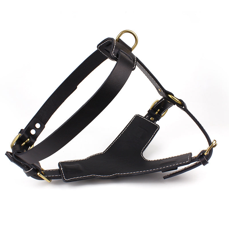 JMT-583498 Cowhide Pet Chest and Back Harness for Medium to Large Dogs - Adjustable Sizes M and L