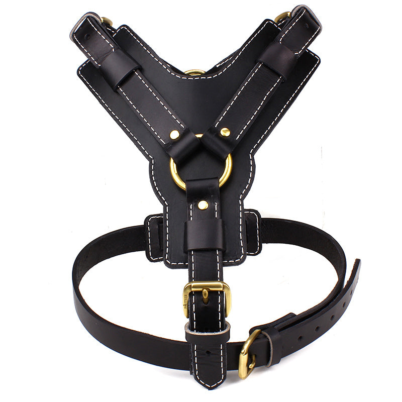 JMT-583498 Cowhide Pet Chest and Back Harness for Medium to Large Dogs - Adjustable Sizes M and L