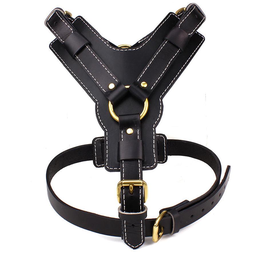 JMT-583498 Cowhide Pet Chest and Back Harness for Medium to Large Dogs - Adjustable Sizes M and L