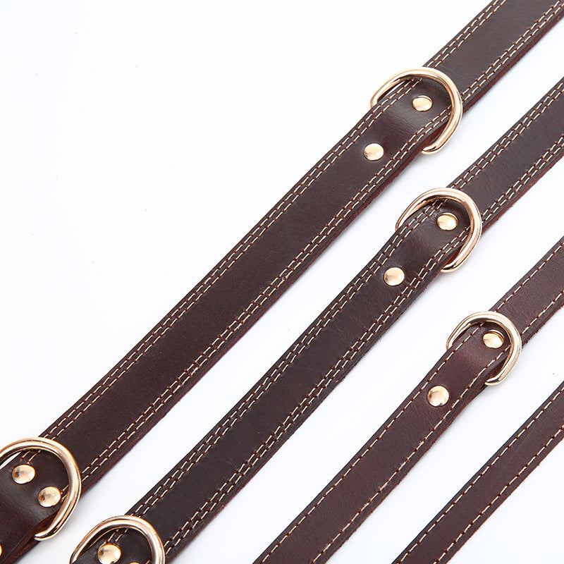 JMT-583818 Brown Leather Dog Collar for XS to L Sizes