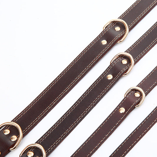 JMT-583818 Brown Leather Dog Collar for XS to L Sizes