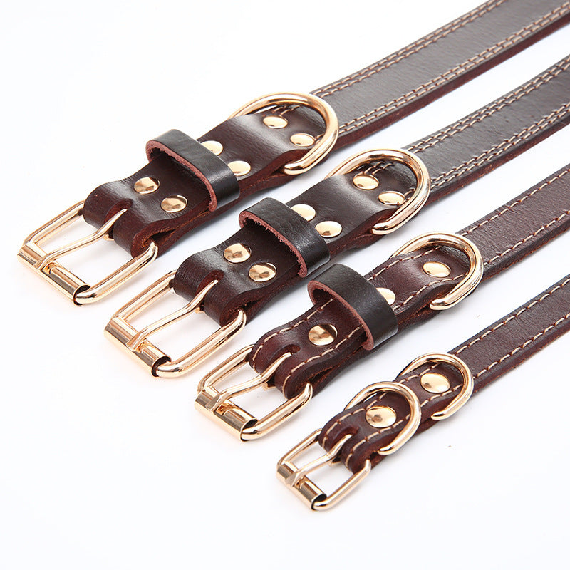 JMT-583818 Brown Leather Dog Collar for XS to L Sizes