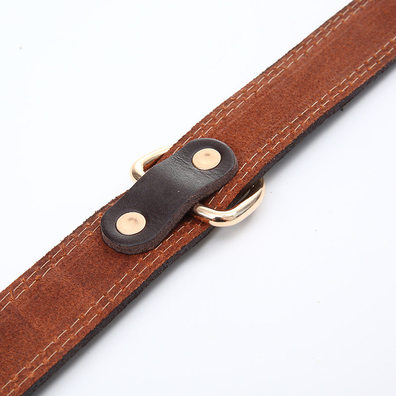 JMT-583818 Brown Leather Dog Collar for XS to L Sizes