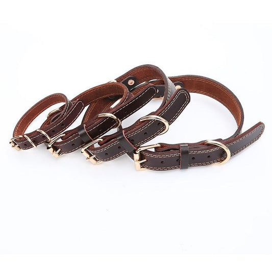 JMT-583818 Brown Leather Dog Collar for XS to L Sizes