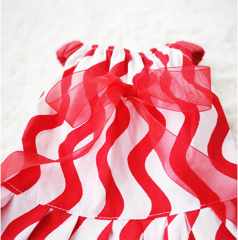JMT-584074 Cotton Princess Bow Skirt for Dogs and Cats - Red, Available in Multiple Sizes