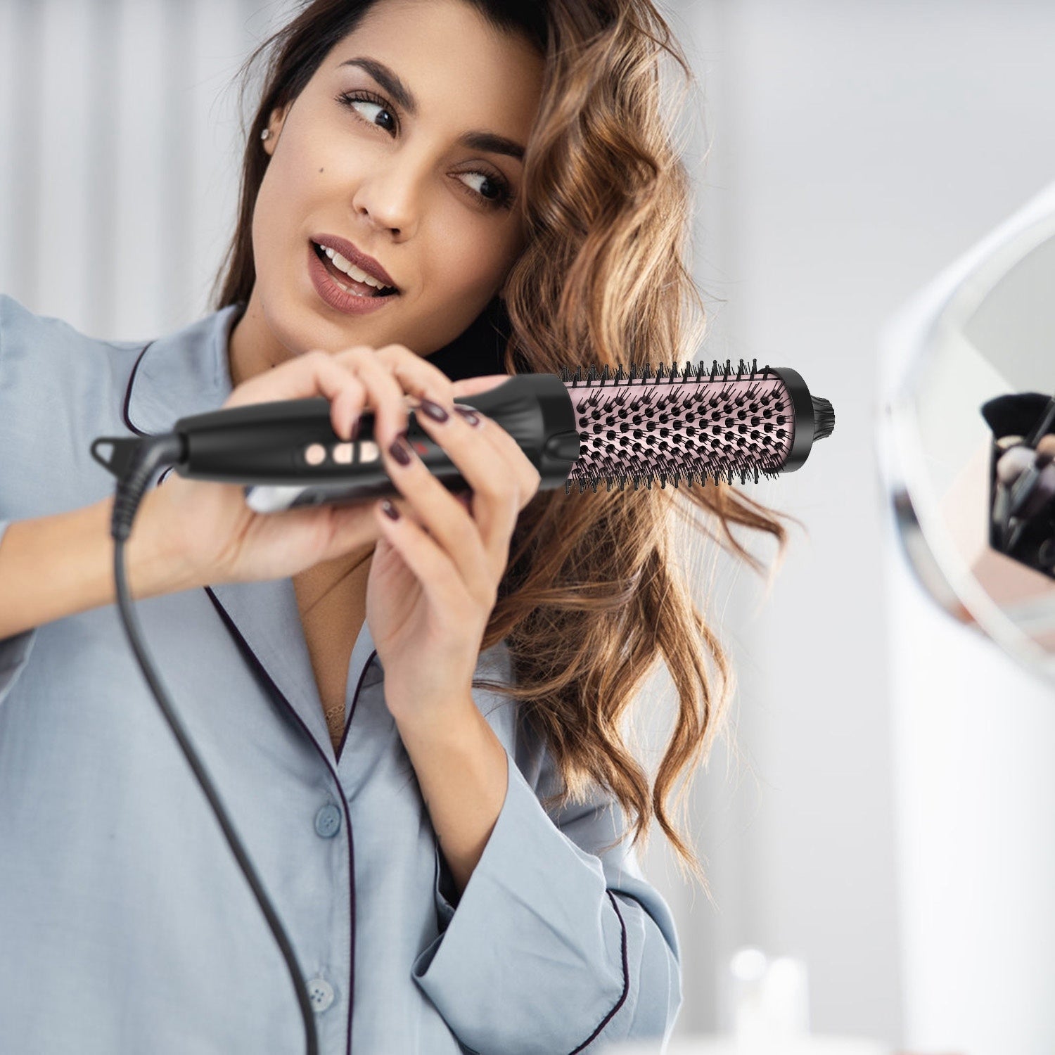 JMT-584458 3-in-1 Thermal Brush for Hair Styling, Straightening, and Curling with 10 Heating Levels and Fast 30S Heating