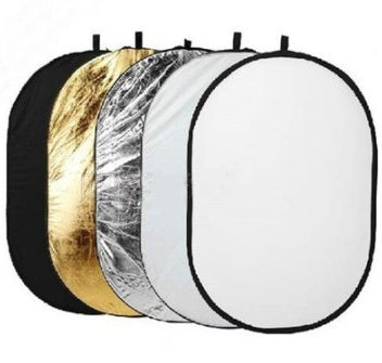 JMT-584842 5-in-1 Collapsible Light Reflector Set with Gold, Silver, White, Black, and Translucent Surfaces