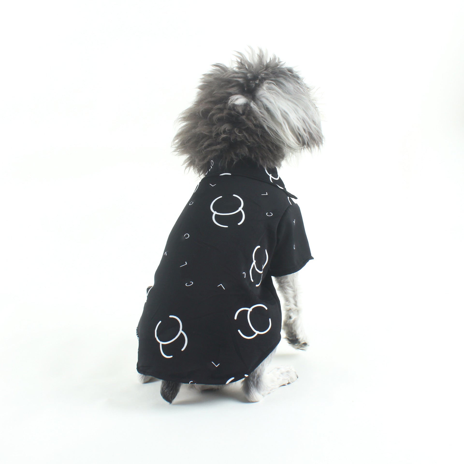 JMT-585098 Casual Cotton Dog Shirt with Black Letter Print for Trendy Pets